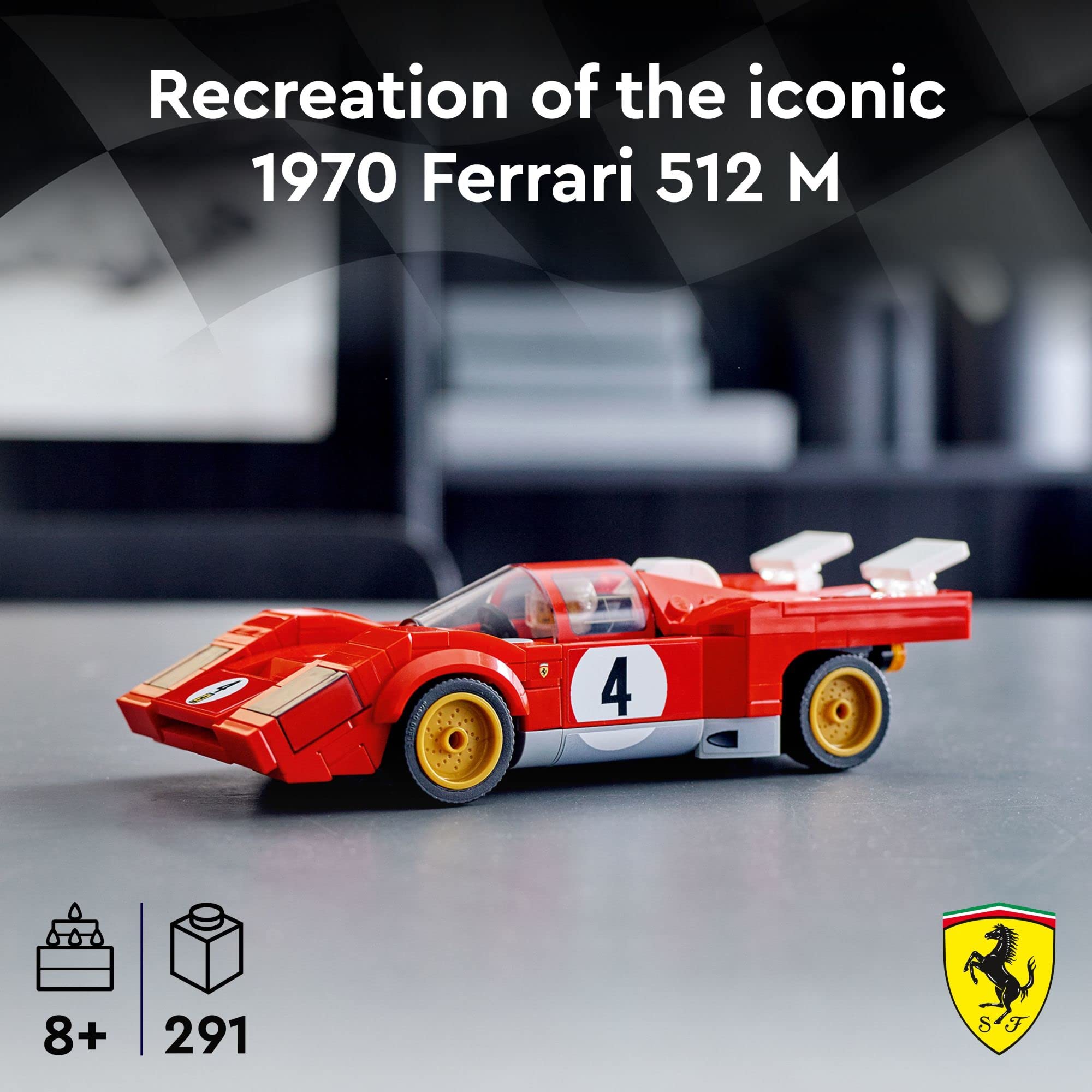 LEGO Speed Champions 1970 Ferrari 512 M driver minifigure ready for the cockpit
