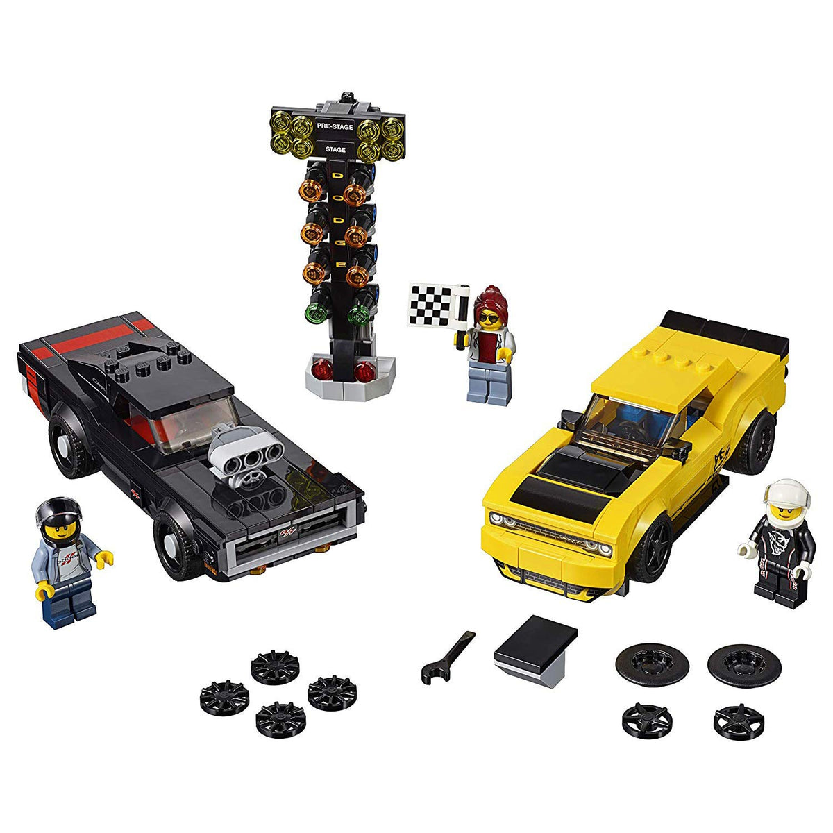 LEGO Speed Champions 2018 Dodge Challenger SRT Demon side view with authentic details.