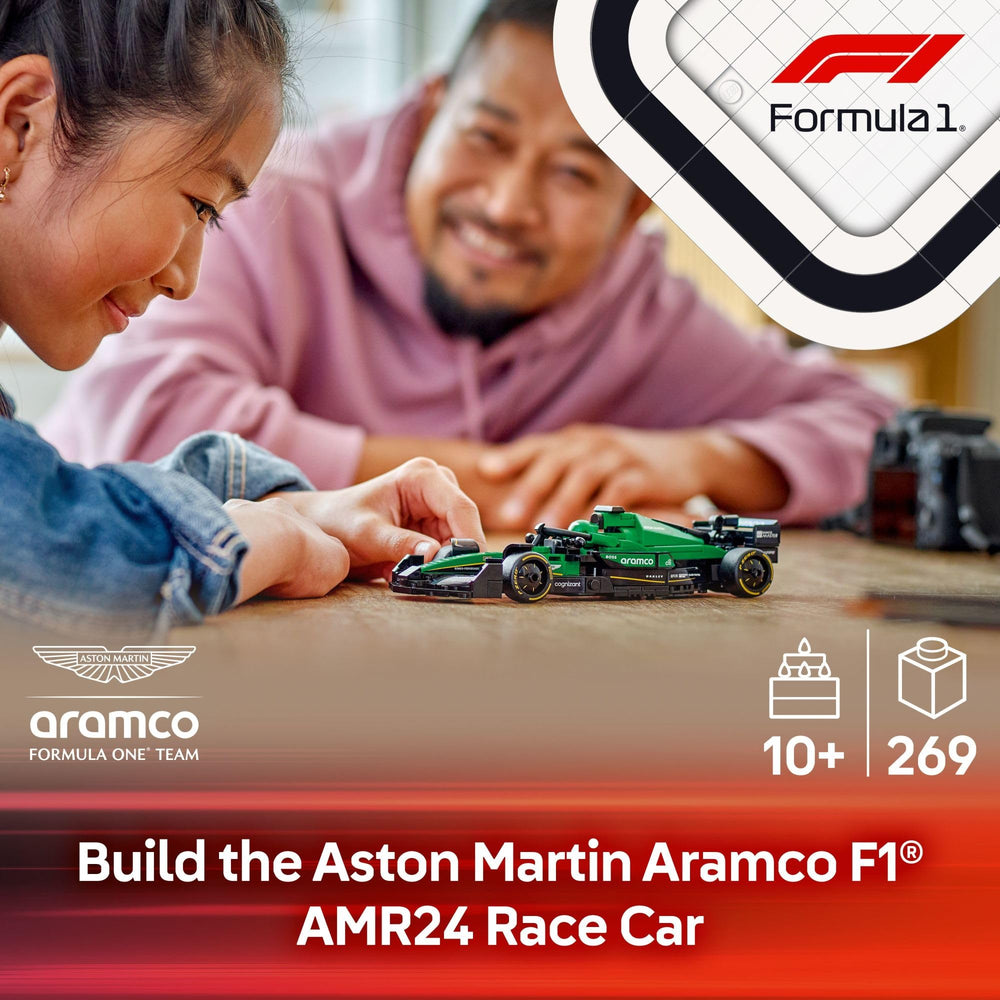 Cockpit opening halo bar on LEGO AMR24 invites interactive race play