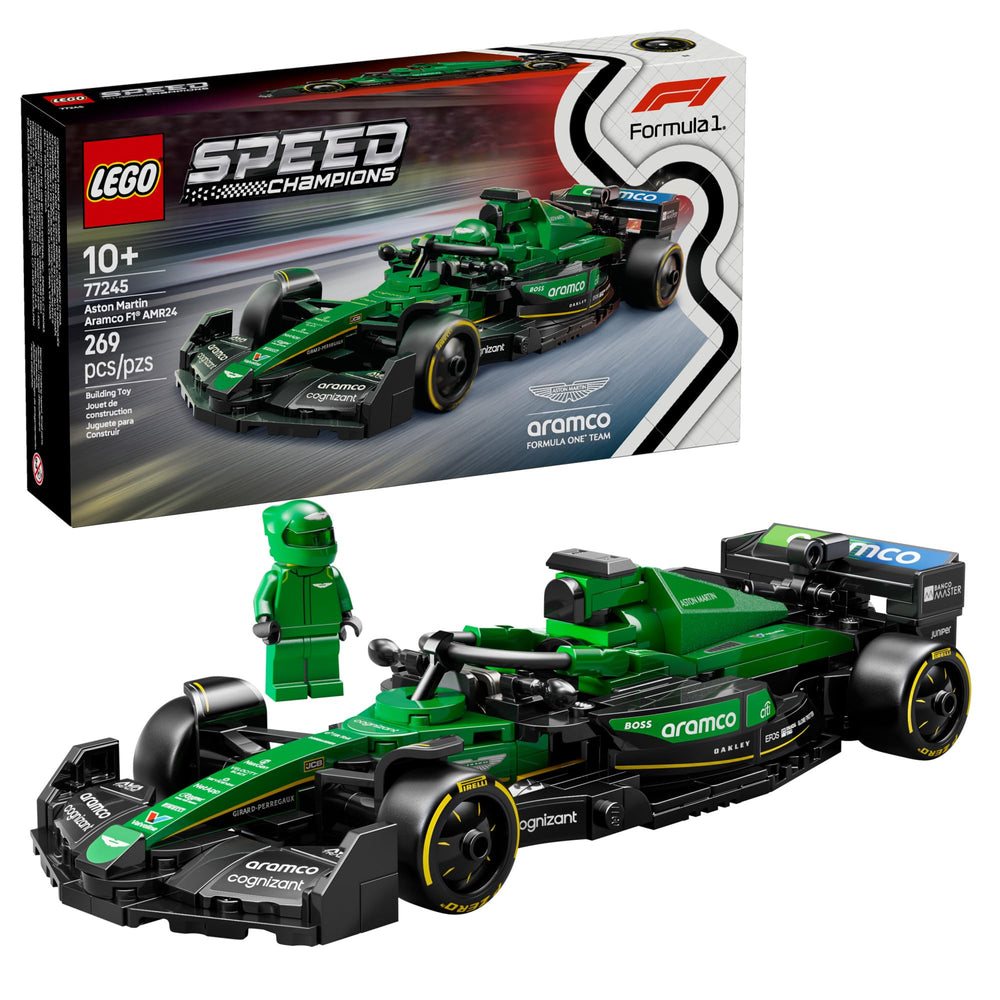 LEGO Speed Champions Aston Martin Aramco F1 AMR24 rear wing detail for authentic display