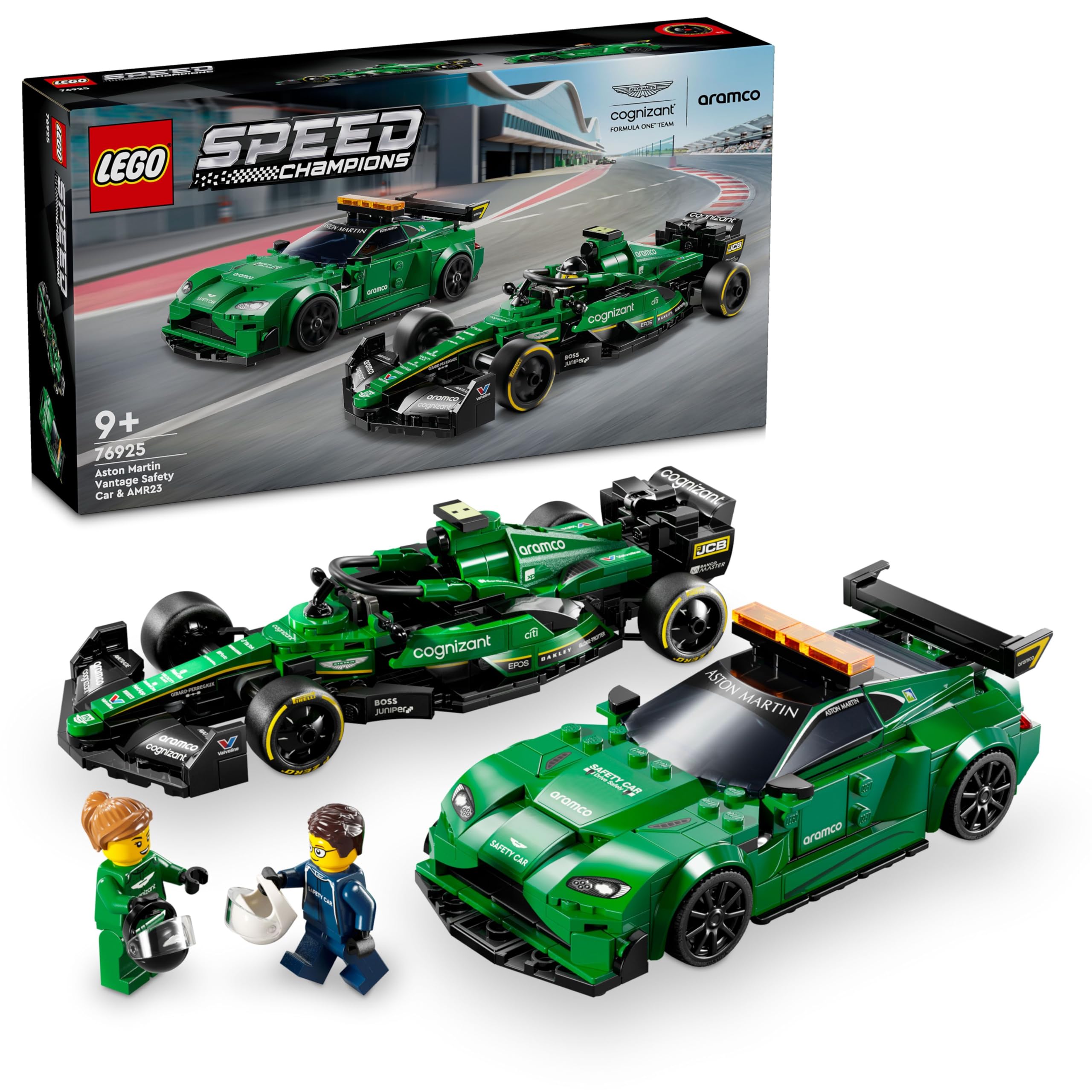 LEGO Speed Champions Aston Martin Safety Car front view for display and play