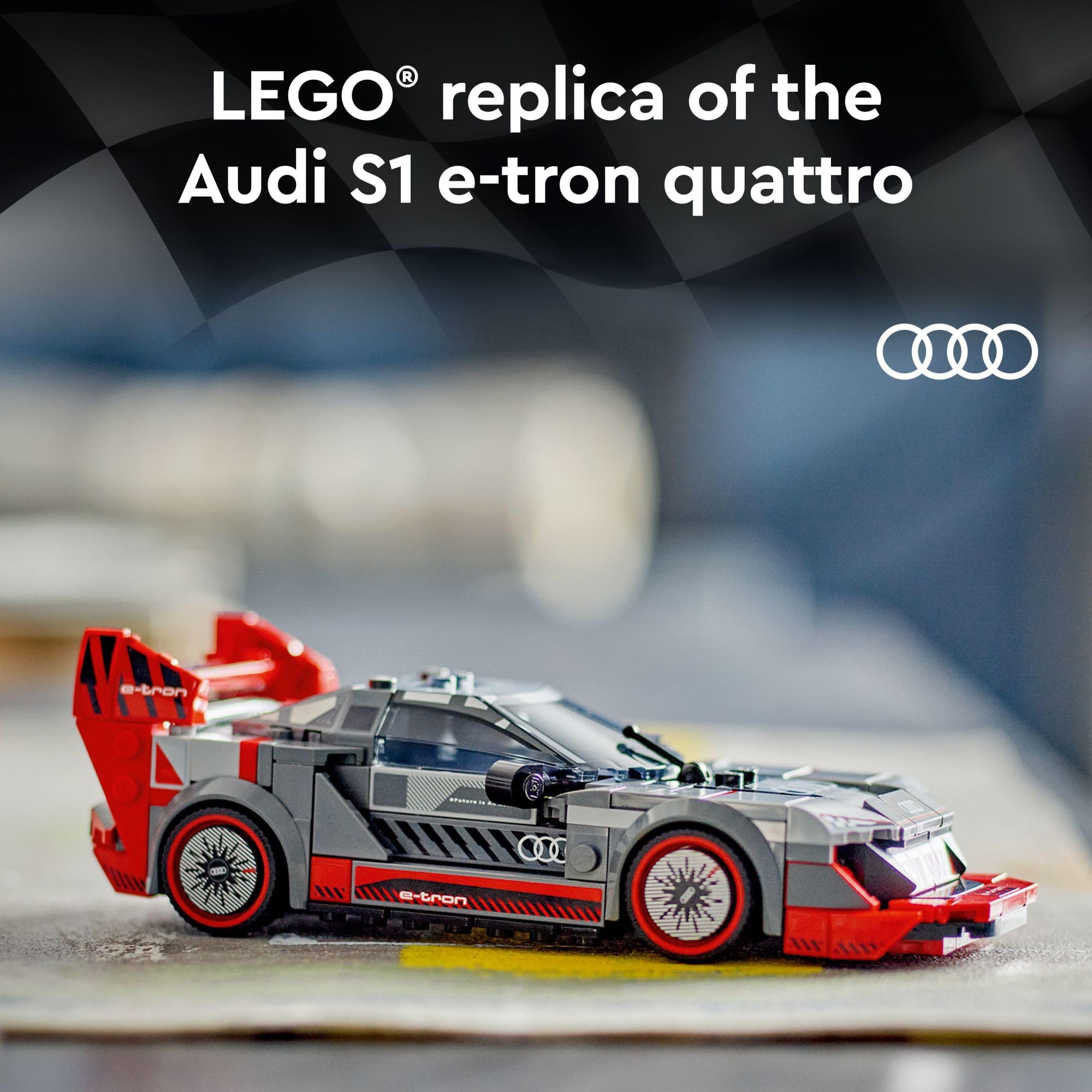 LEGO Speed Champions Audi S1 e-tron quattro rear diffuser for racing-inspired realism