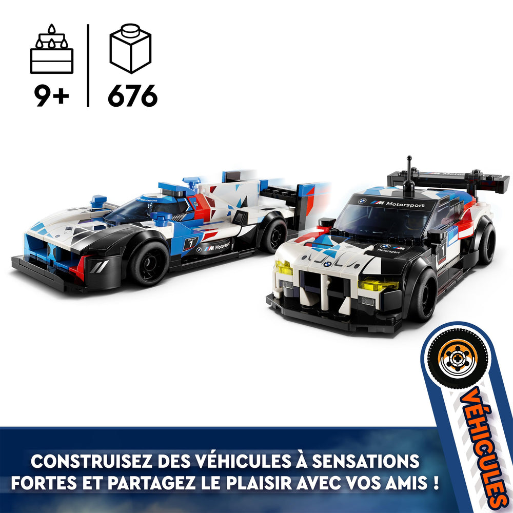 LEGO Speed Champions BMW M Hybrid V8 rear view with exhaust detail.