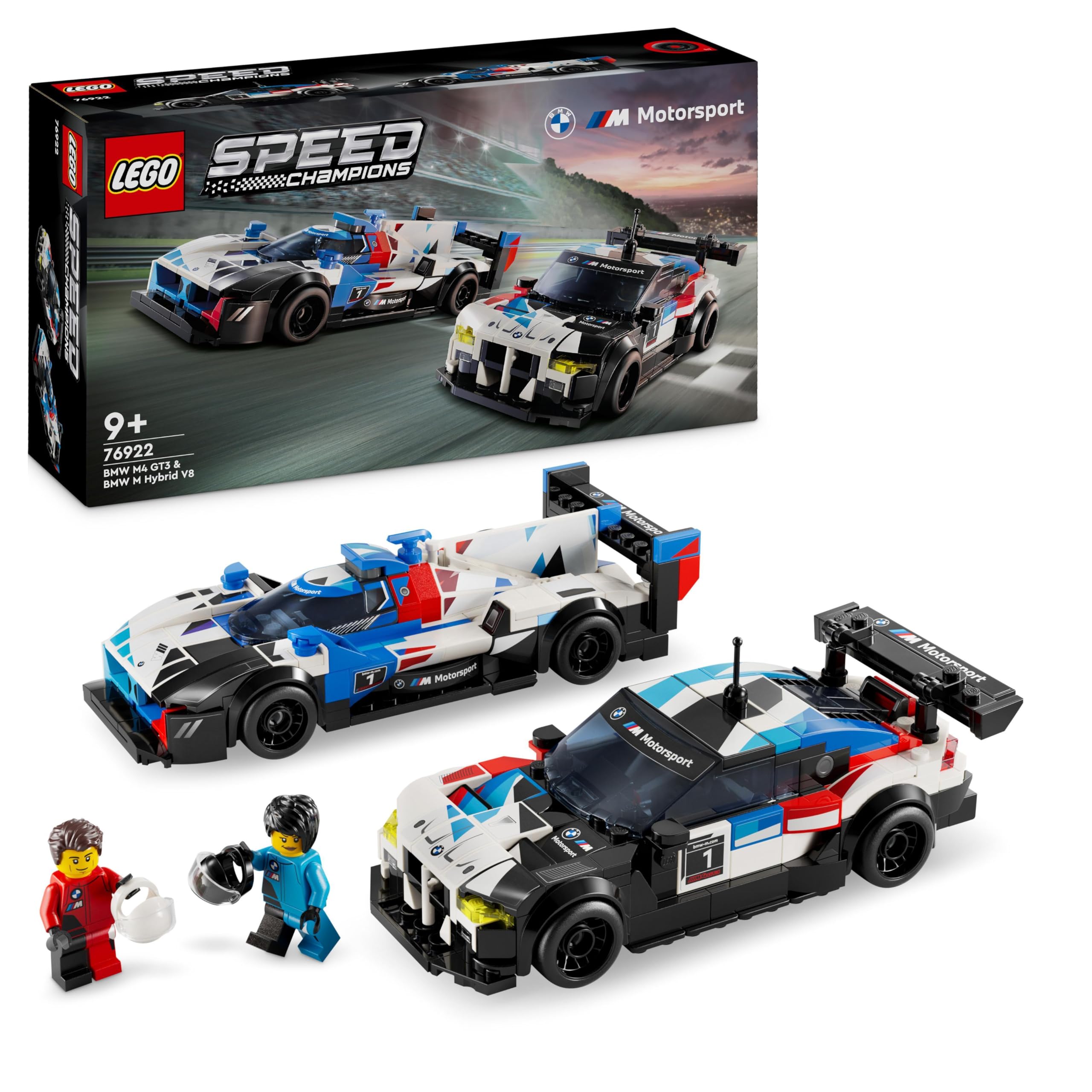LEGO Speed Champions BMW M4 GT3 front view with authentic detailing.