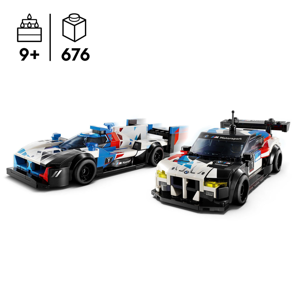 LEGO Speed Champions BMW M4 GT3 rear view showing diffuser and spoiler.