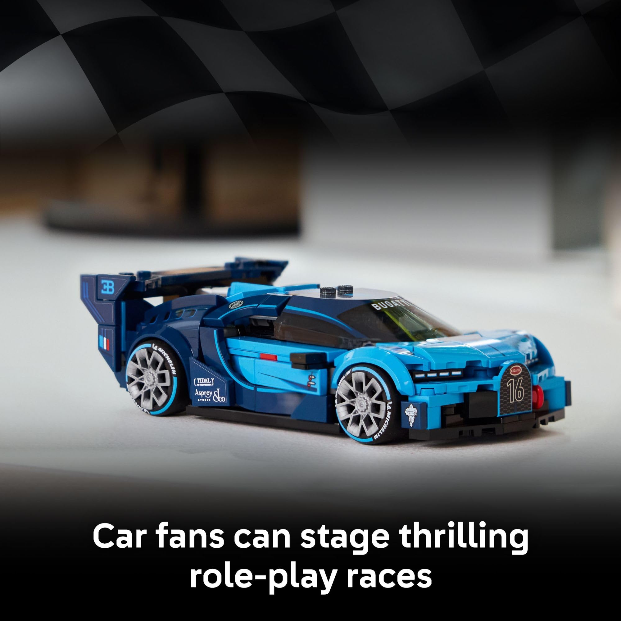 LEGO Speed Champions Bugatti Vision Gran Turismo distinctive headlights for detailed storytelling