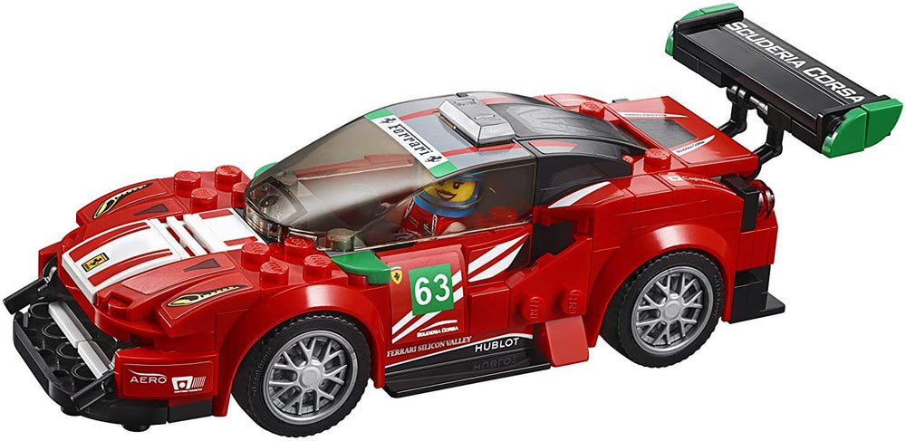 LEGO Speed Champions Ferrari 488 GT3 Scuderia Corsa cockpit close-up for imaginative play