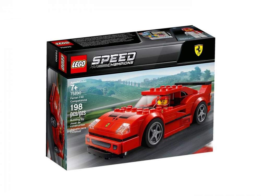 LEGO Speed Champions Ferrari F40 Competizione front view for display and dynamic play