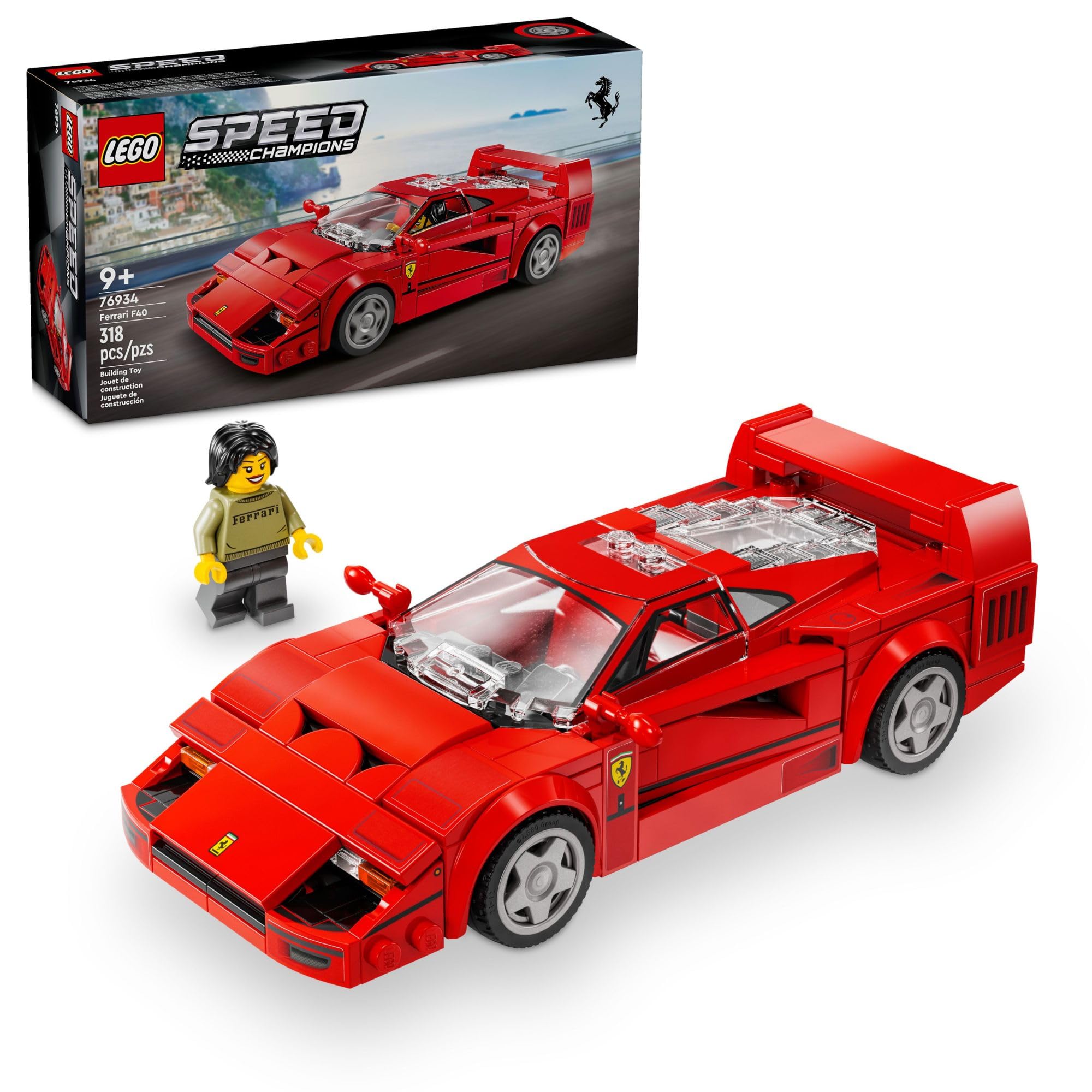LEGO Speed Champions Ferrari F40 Supercar rear spoiler enhances display authenticity