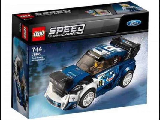 LEGO Speed Champions Ford Fiesta M-Sport WRC 75885 front view with cockpit detail and toy car styling
