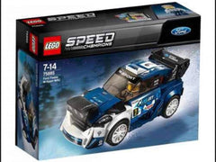 LEGO Speed Champions Ford Fiesta M-Sport WRC 75885 front view with cockpit detail and toy car styling