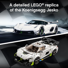 Rear wing and aerodynamic features of LEGO Koenigsegg Jesko 76900 for authentic look