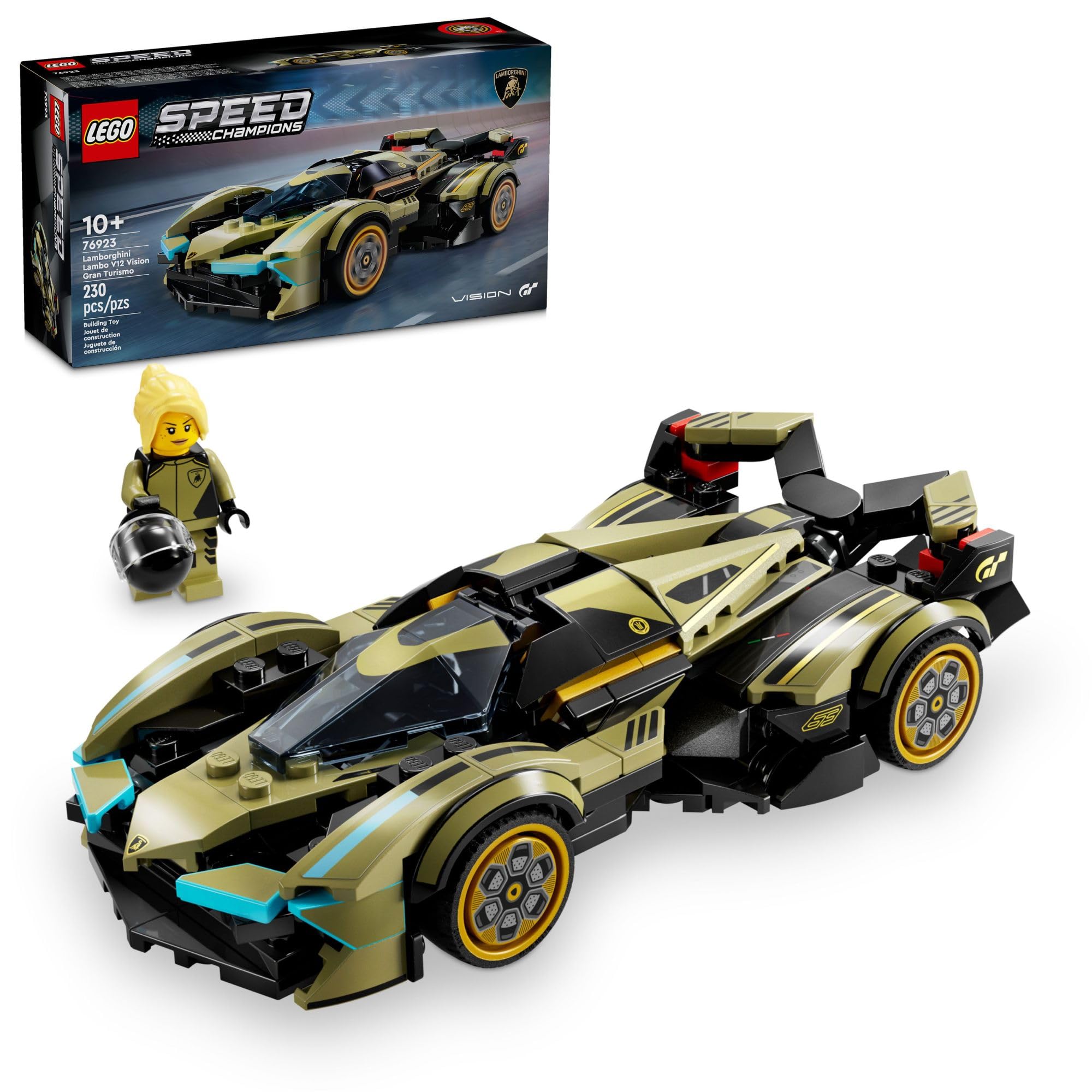 LEGO Speed Champions Lamborghini Lambo V12 Vision GT front view for imaginative play and display.