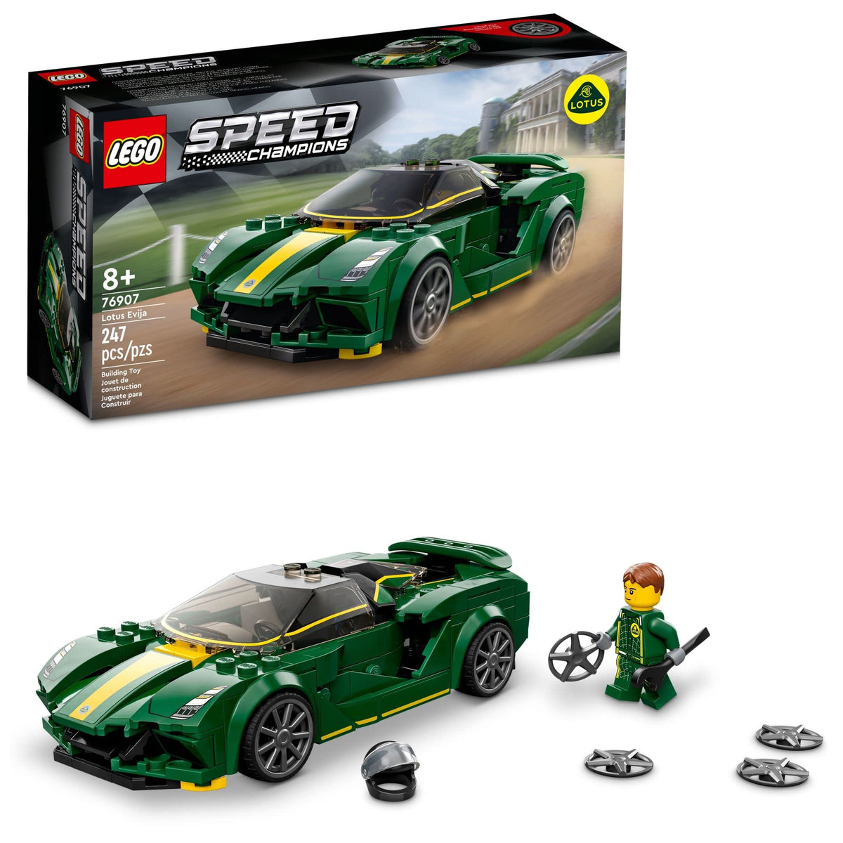 LEGO Speed Champions Lotus Evija front view cockpit detail for display