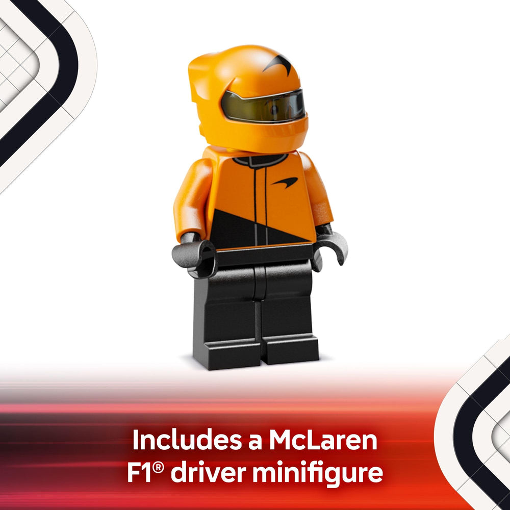 LEGO Speed Champions MCL38 wider Pirelli tires add realism to the model.