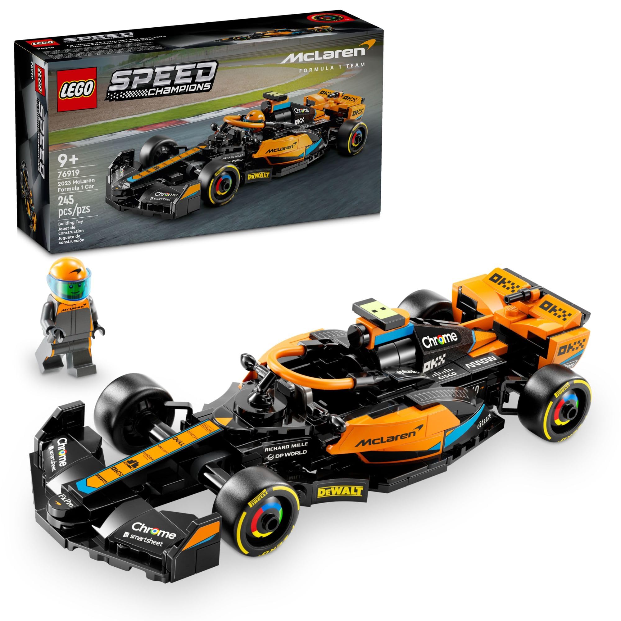 LEGO Speed Champions McLaren 76919 front view for display and imaginative play