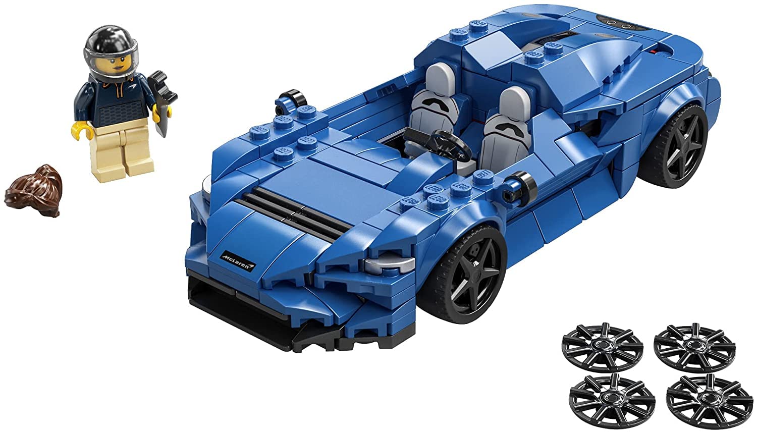 LEGO Speed Champions McLaren Elva 76902 side view highlights sleek lines for collectors.