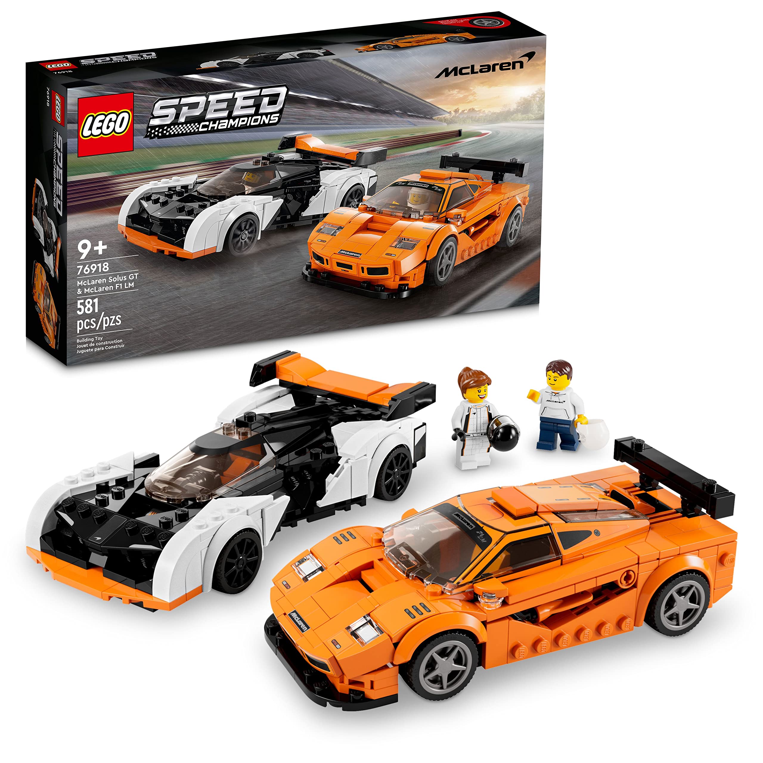 LEGO Speed Champions McLaren Solus GT model, side view for display.
