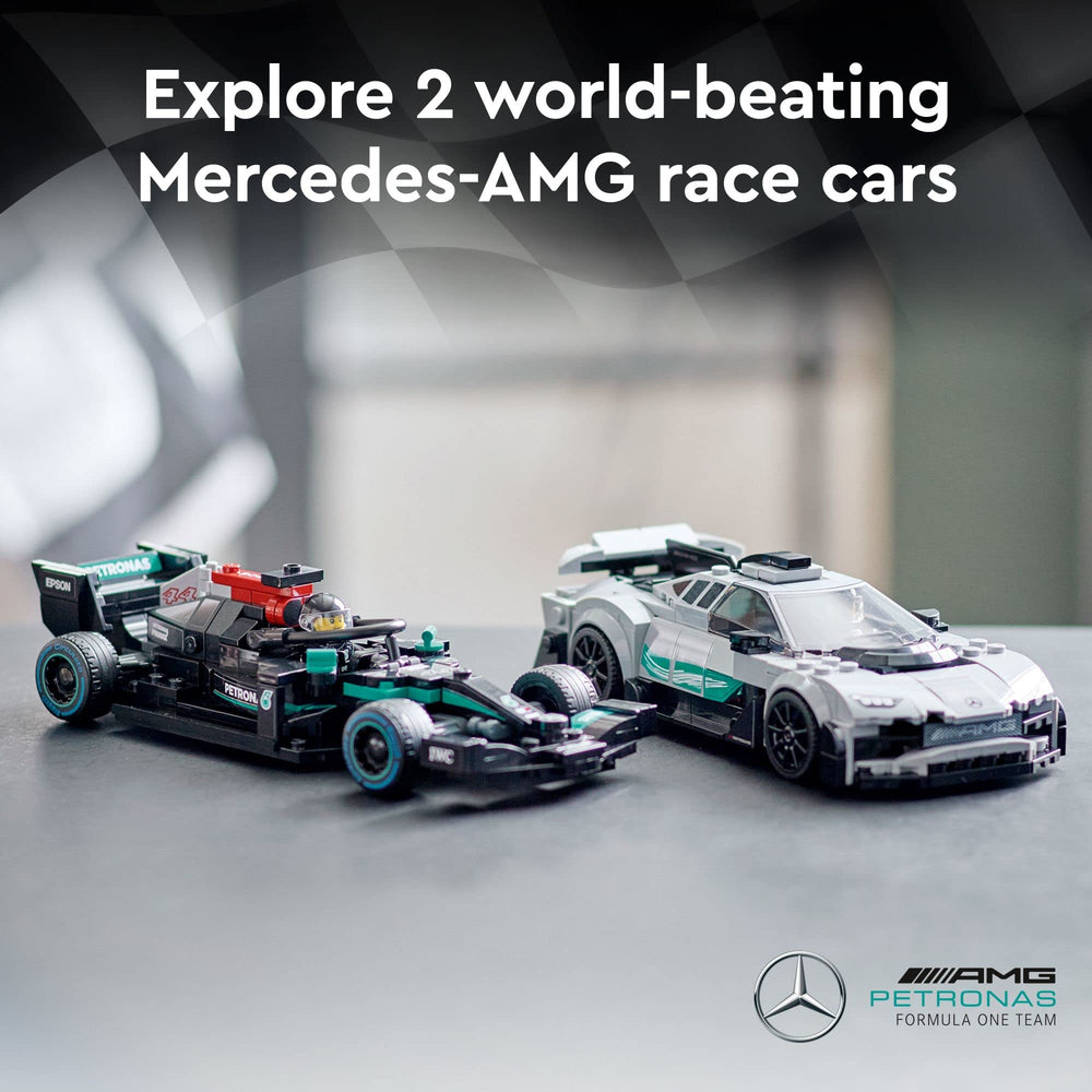 LEGO Speed Champions Mercedes-AMG Project One model for display and competition play