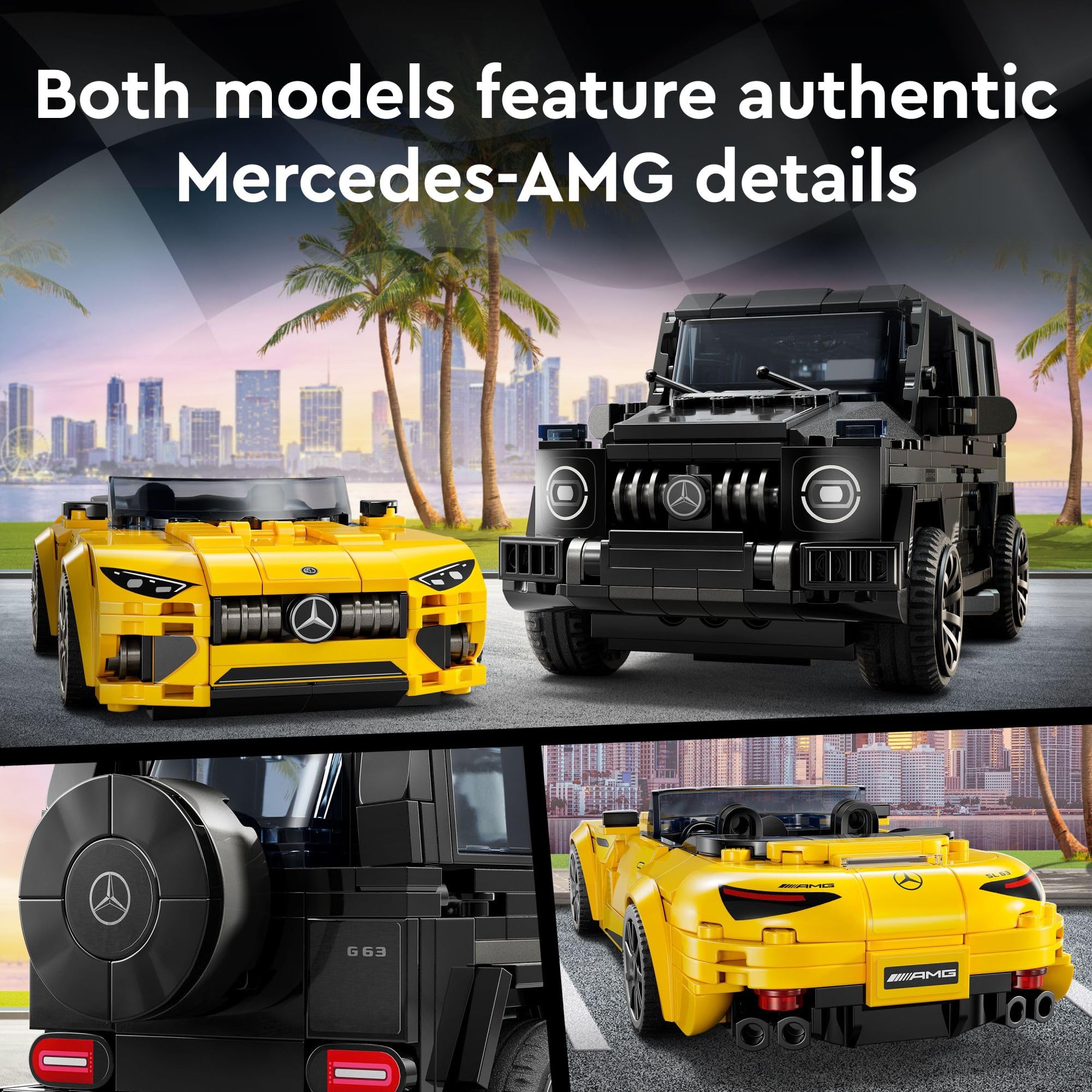 LEGO Speed Champions Mercedes-AMG SL 63 convertible roadster with iconic livery for stylish races
