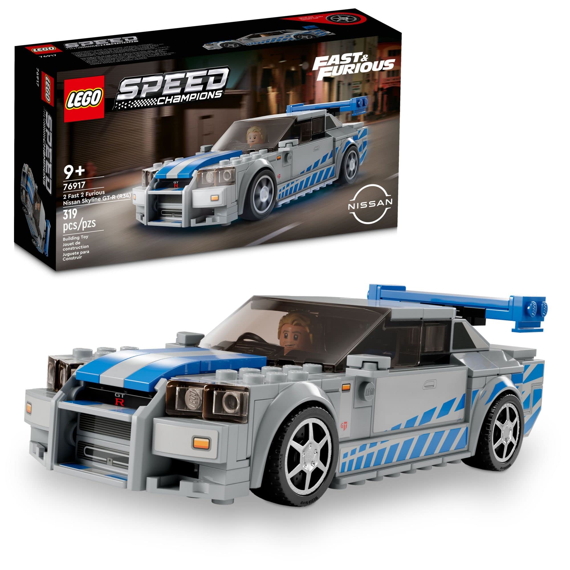 LEGO Speed Champions Nissan Skyline GT-R (R34) front grille detail for display