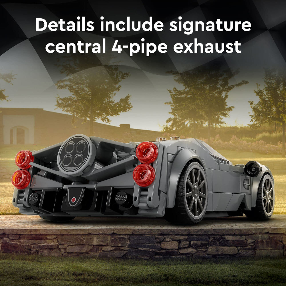 LEGO Speed Champions Pagani Utopia 76915 engine under glass showcases the powertrain for fans.