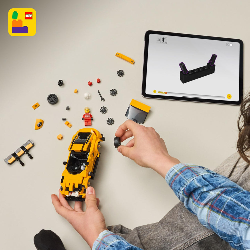 LEGO Speed Champions Porsche 911 GT3 RS displayed on a shelf elevates room decor.