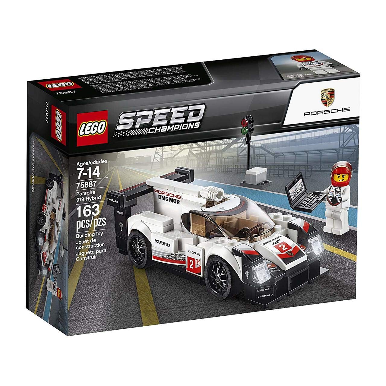 LEGO Speed Champions Porsche 919 Hybrid 75887 removable windshield showcases authentic assembly for hands-on building.