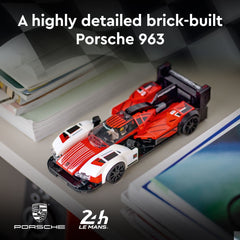 LEGO Speed Champions Porsche 963 76916 side profile emphasizes wheel arches and racing silhouette