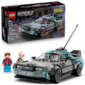 LEGO Speed Champions Time Machine front view of DeLorean for display