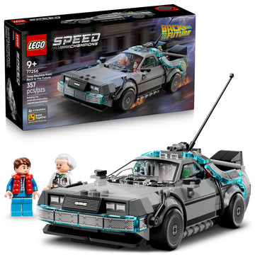 LEGO Speed Champions Time Machine front view of DeLorean for display