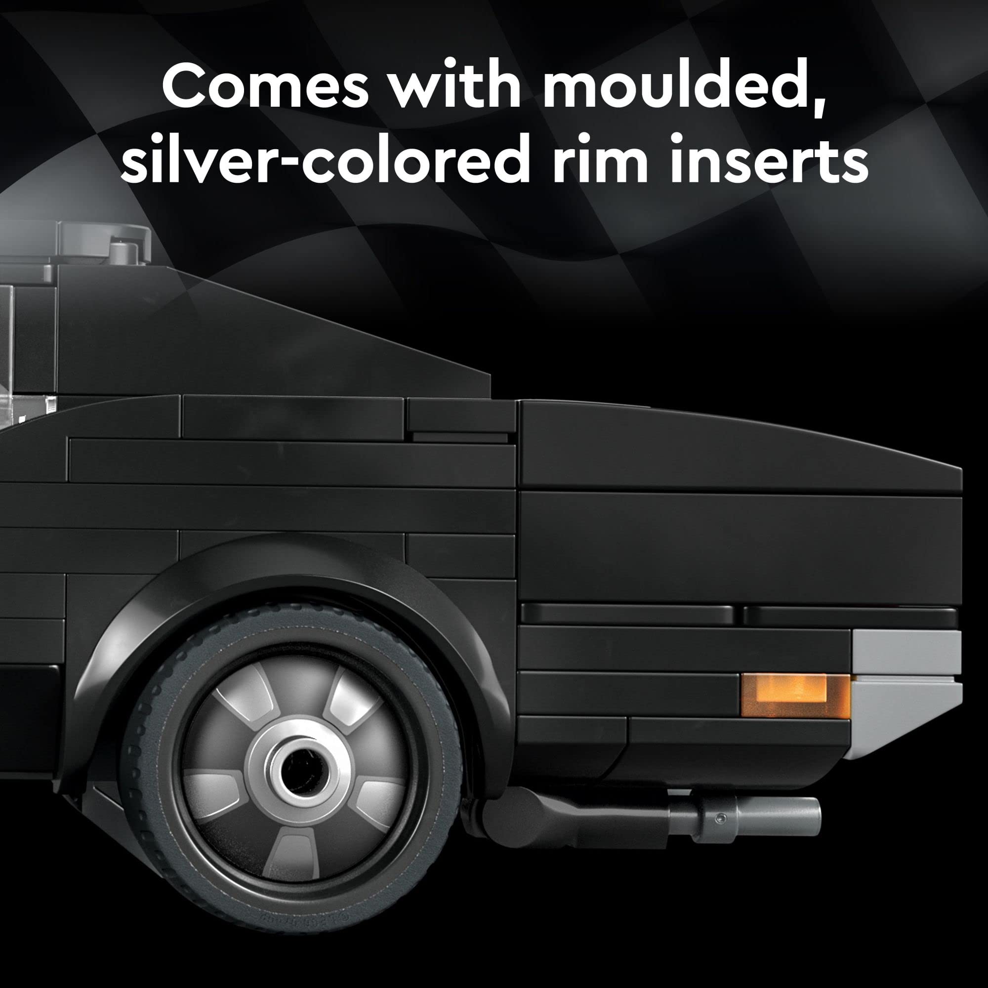 LEGO Speed Champions wheel and chassis details for realistic stance.