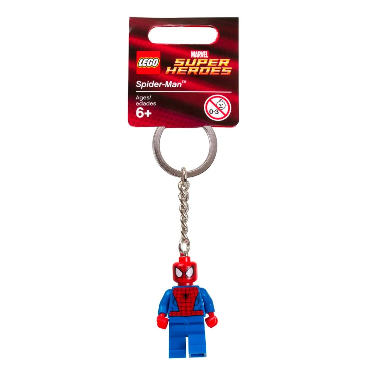 LEGO Spider-Man Key Chain figure detail, crisp minifigure styling for collectors.