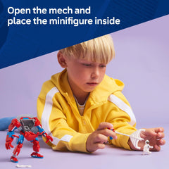 LEGO Spider-Man mech cockpit feature where the minifigure fits for piloted adventures.