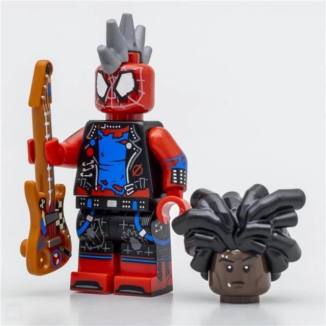 LEGO Spider-Punk Hobie Brown figure for imaginative play and Spider-Verse display in dioramas.