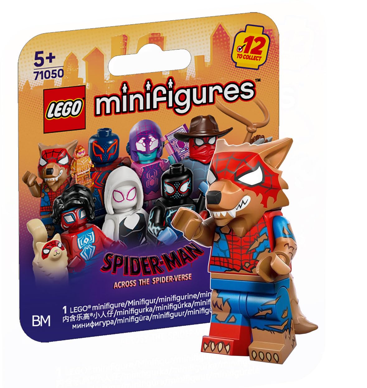 LEGO Spider-Verse Peter Parker Werewolf minifigure box front for collectible display