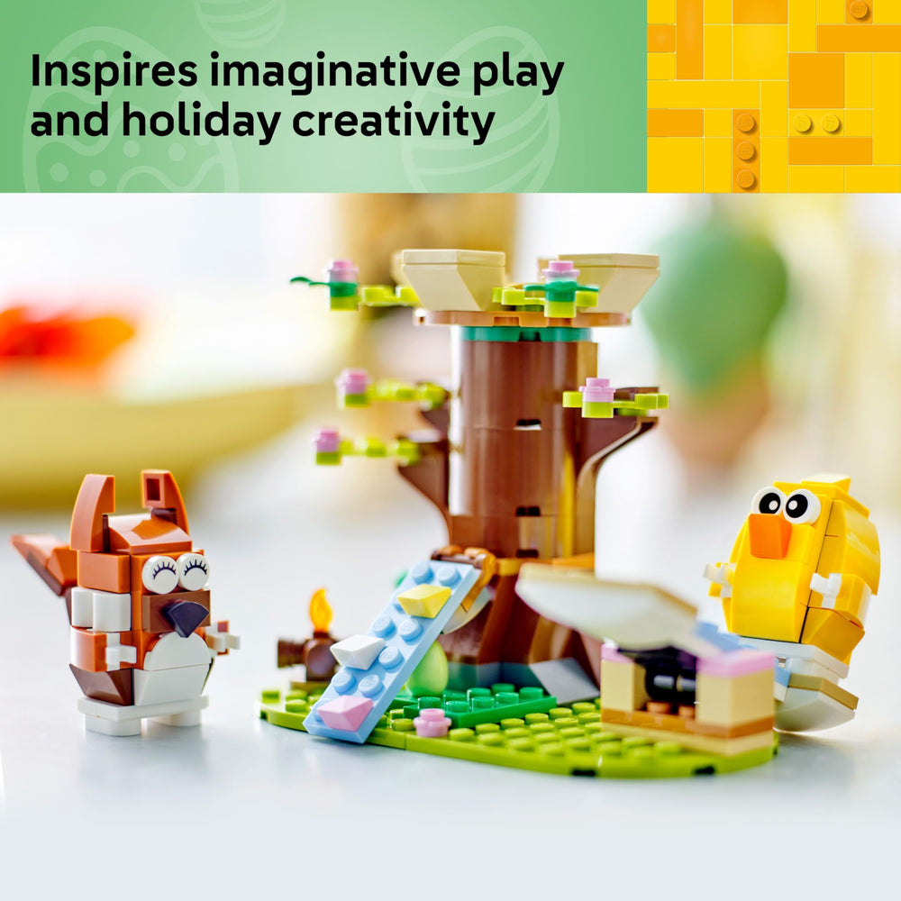 LEGO Spring Animal Playground Easter eggs hide-and-seek setup fuels exploration.