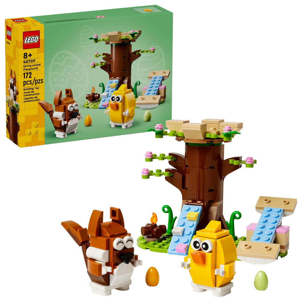 LEGO Spring Animal Playground tree house prompts imaginative play with perched animals.