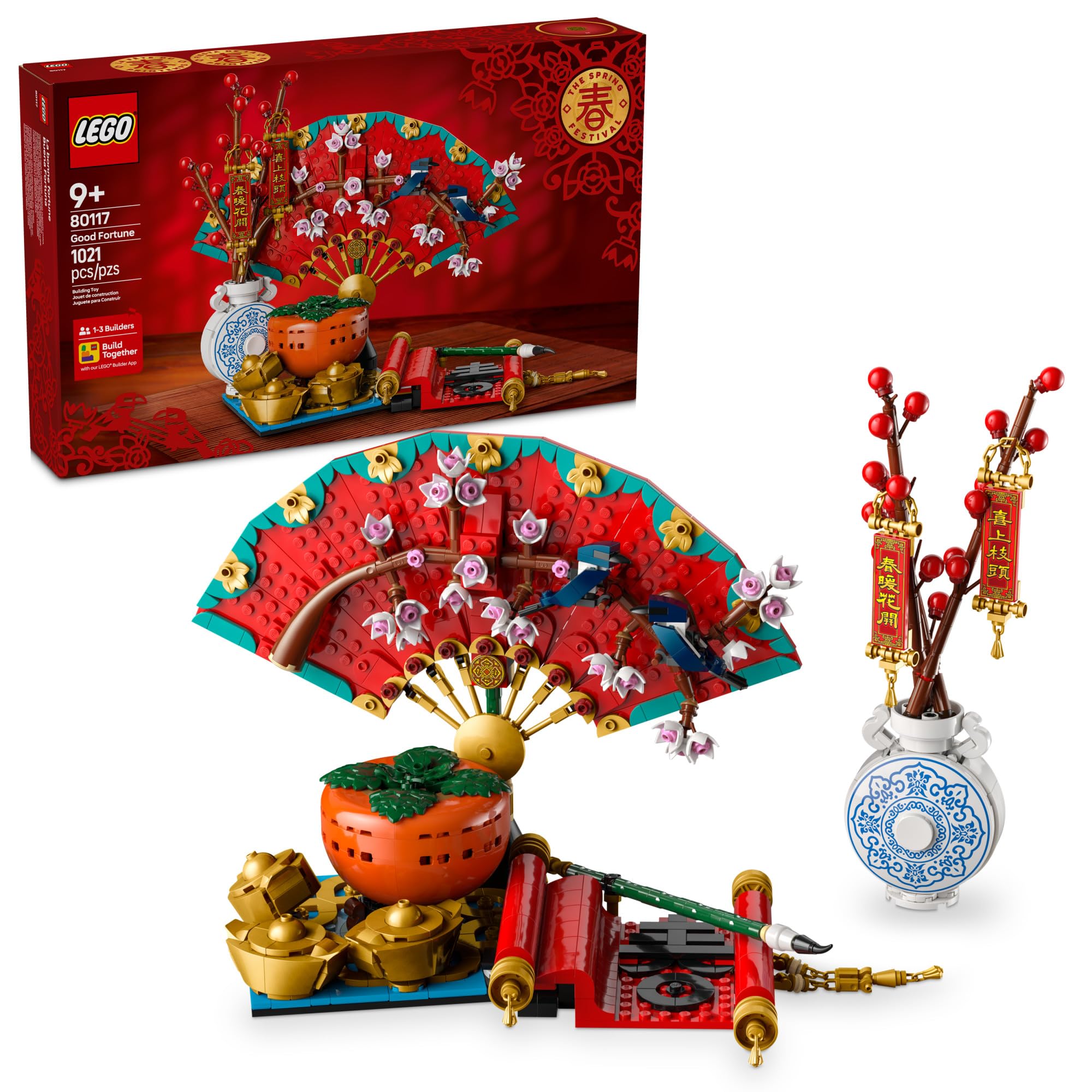 LEGO Spring Festival Good Fortune fan decor for a stylish home display.