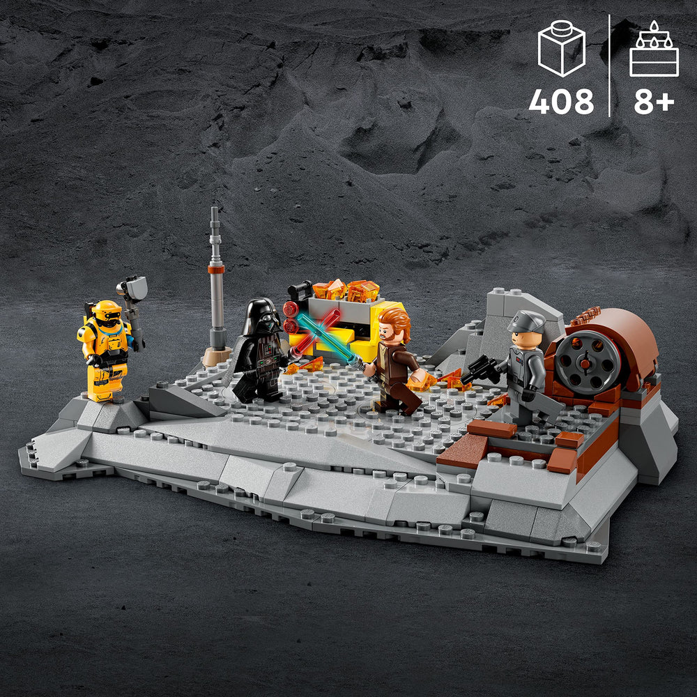 LEGO Star Wars 75334 Darth Vader minifigure with lightsaber enhances epic duel scenes.
