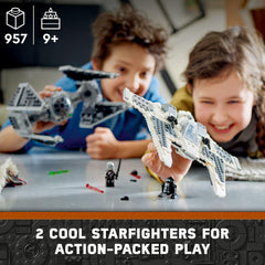 LEGO Star Wars 75348 TIE Interceptor model with dual shooters for dynamic battles.