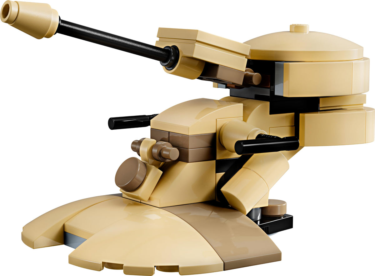 LEGO Star Wars AAT mini build highlighting rotating cannon for action-packed play.