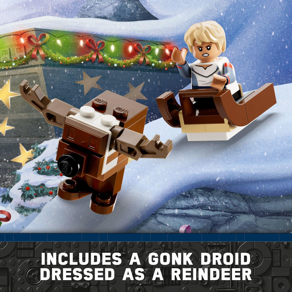 LEGO Star Wars Advent Calendar 75366 Omega with sled supports winter play.