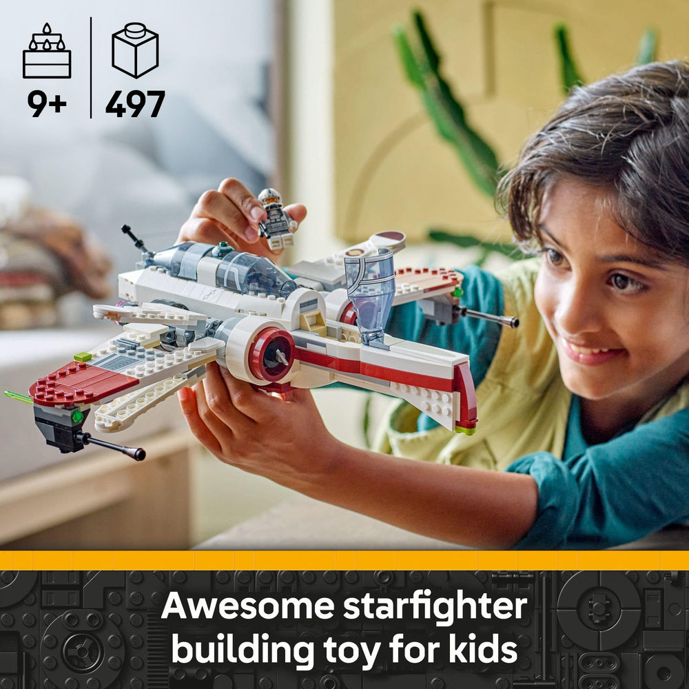 LEGO Star Wars ARC-170 Starfighter cockpit open shows three-seat access for play