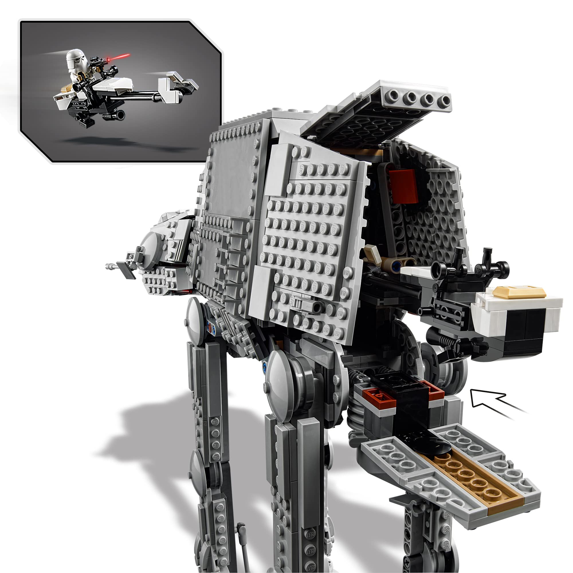 LEGO Star Wars AT-AT 75288 spring-loaded shooters for action moments.