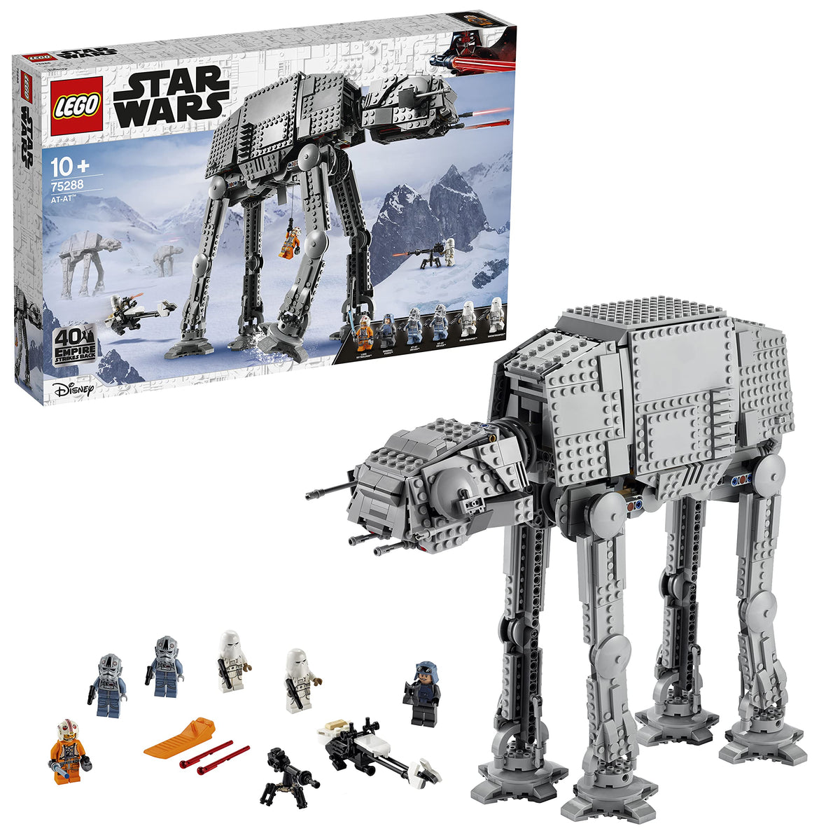 LEGO Star Wars AT-AT 75288 walker assembly shows detailed scale for display and play.