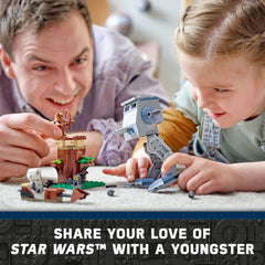 LEGO Star Wars AT-ST 75332 Ewok hideout with tree and catapult for forest defense play.