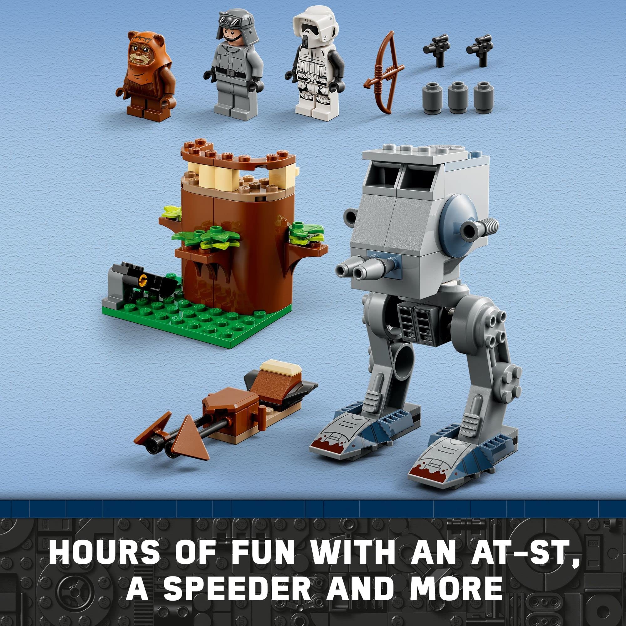 LEGO Star Wars AT-ST 75332 Scout Trooper on speeder for fast-paced chase scenes.