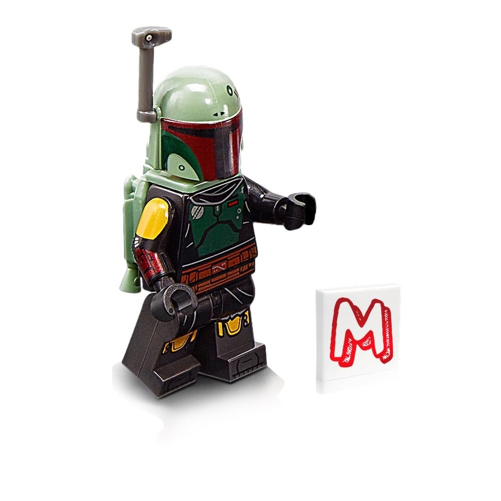 LEGO Star Wars Boba Fett Beskar armor; enhances display and play scenes.