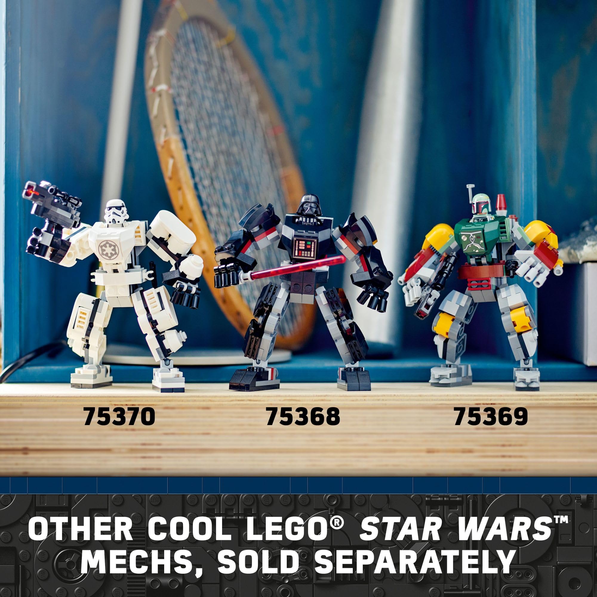 LEGO Star Wars Boba Fett Mech battle stance, great for display and storytelling.